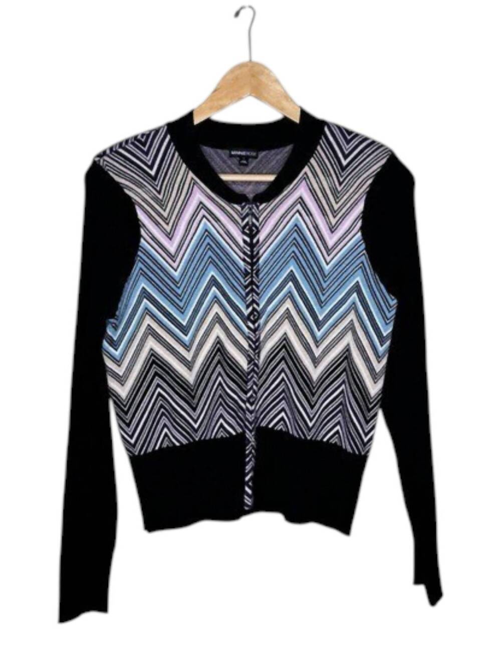 NEW MINNIE ROSE women's chevron zip up sweater in multi